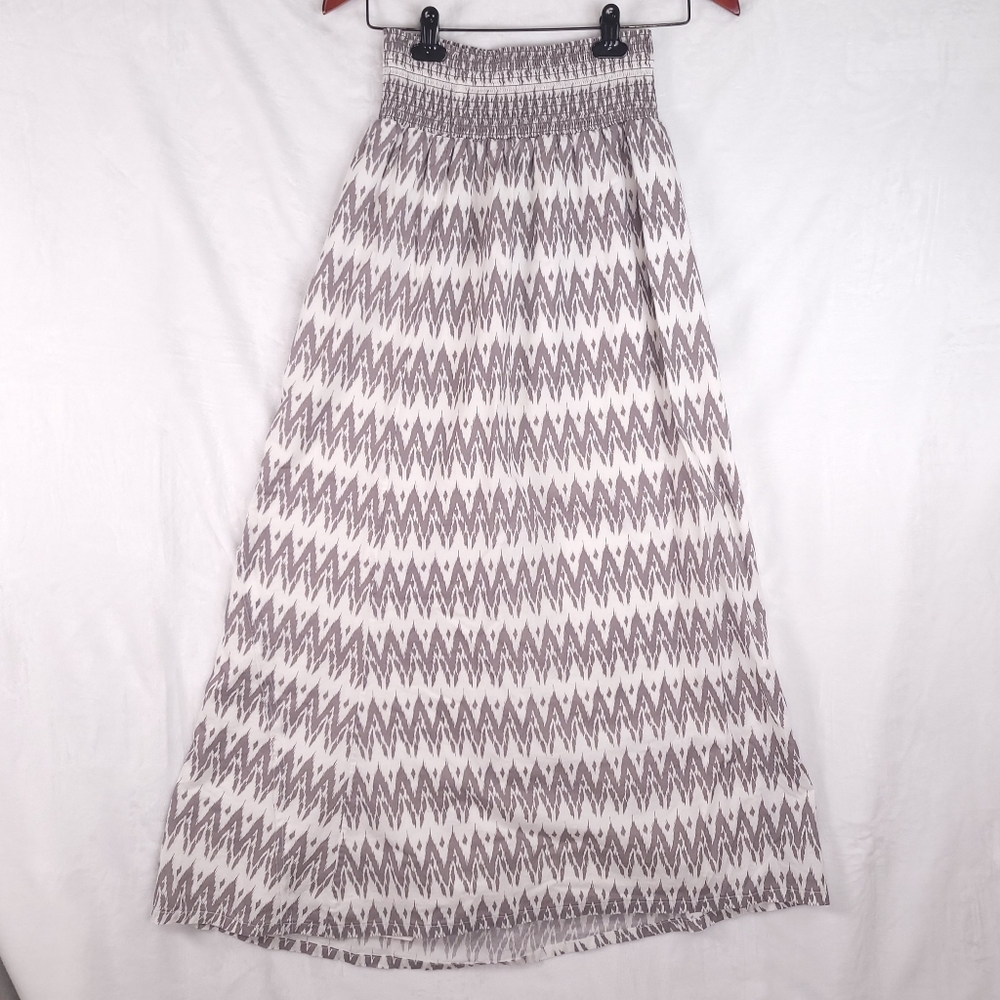 Dylan Maxi Skirt White Gray Print M
